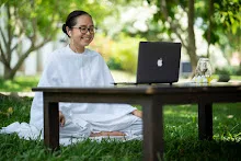 A practitioner in an online Classical Hatha Yoga session.